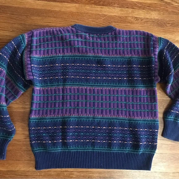 SOLD vintage 90s 3D sweater purple boxy colorful S men’s unisex - Picture 5 of 5